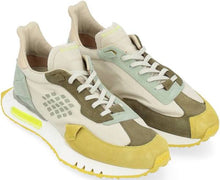 BEPOSITIVE SPACE RACE SNEAKER GRÜN GRAU BEIGE LEDER