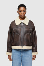 OOF WEAR ECO-SHEEPSKIN REVERSIBLE SHORT JACKET 9262 - BROWN/CREAM